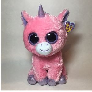 ❤ NWT TY Beanie MAGIC the Pink Unicorn (Solid Color Eyes & Purple Ta…